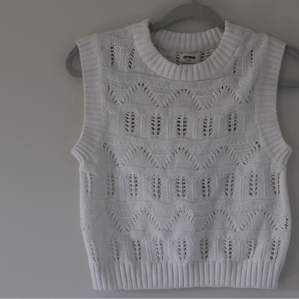 Cotton On Ribbed Cream Sleeveless Tank Top